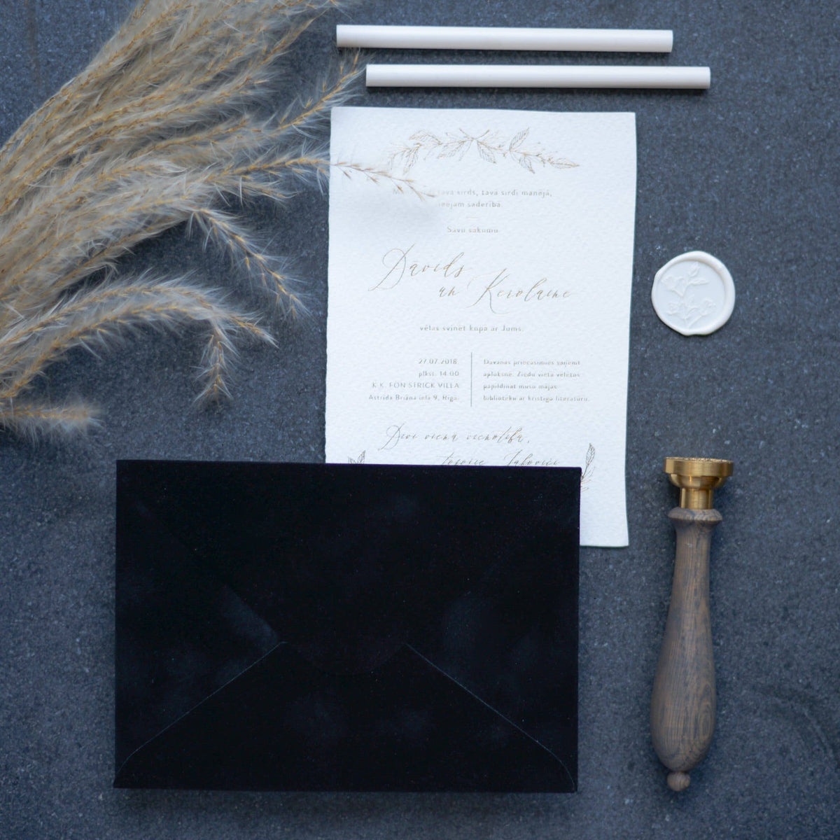 Black velvet paper envelope